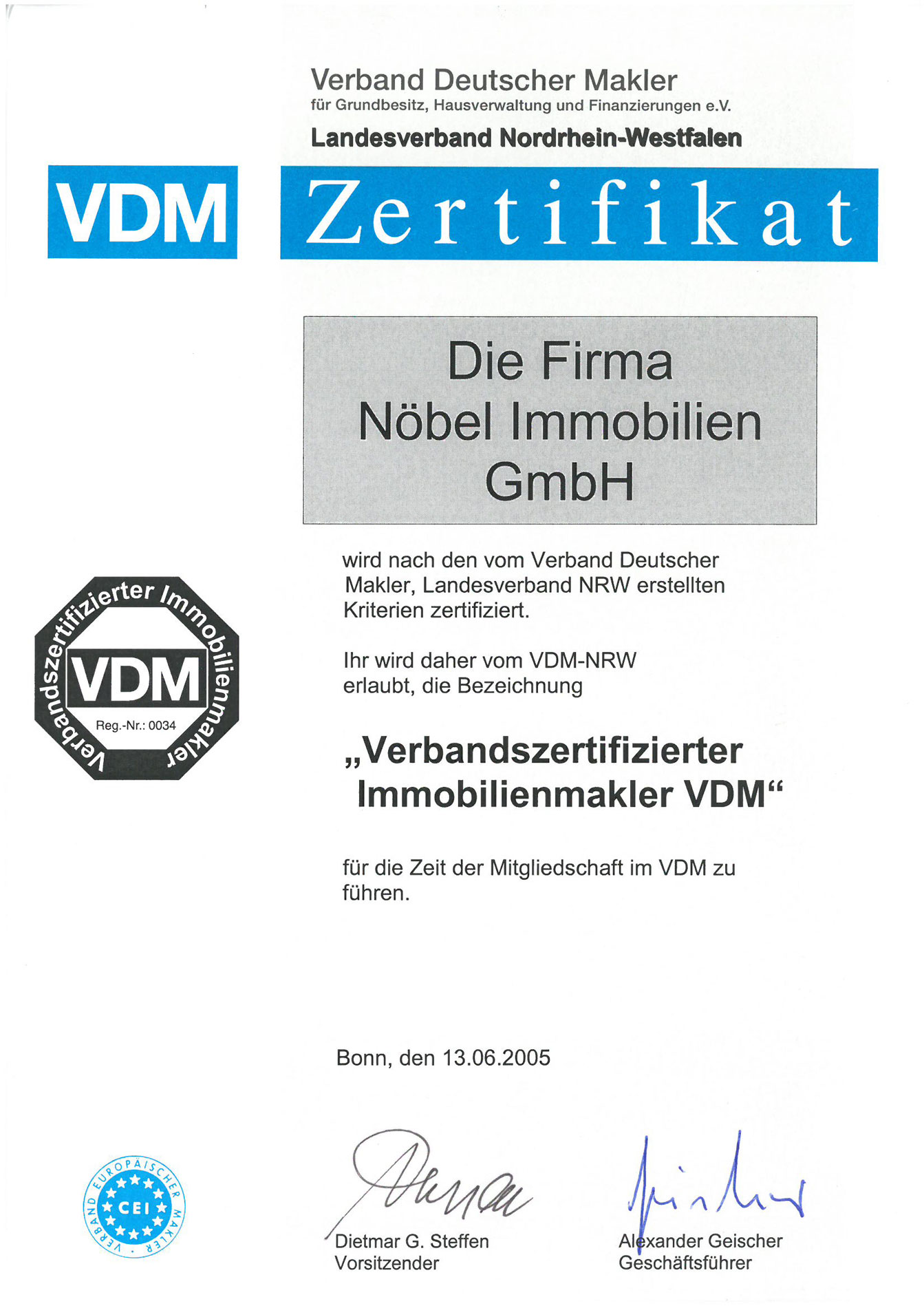 vdm-zertifikat